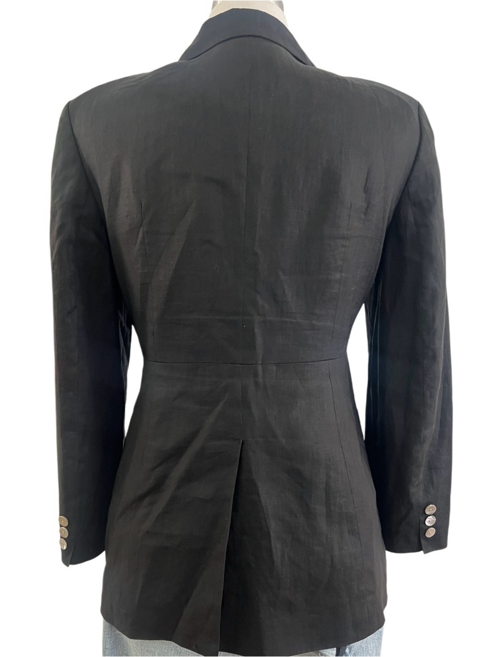 DKNY -100% LINEN BLACK Button-Front Blazer Jacket - Picture 7 of 7